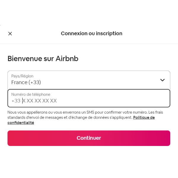 Première étape pour créer son compte airbnb